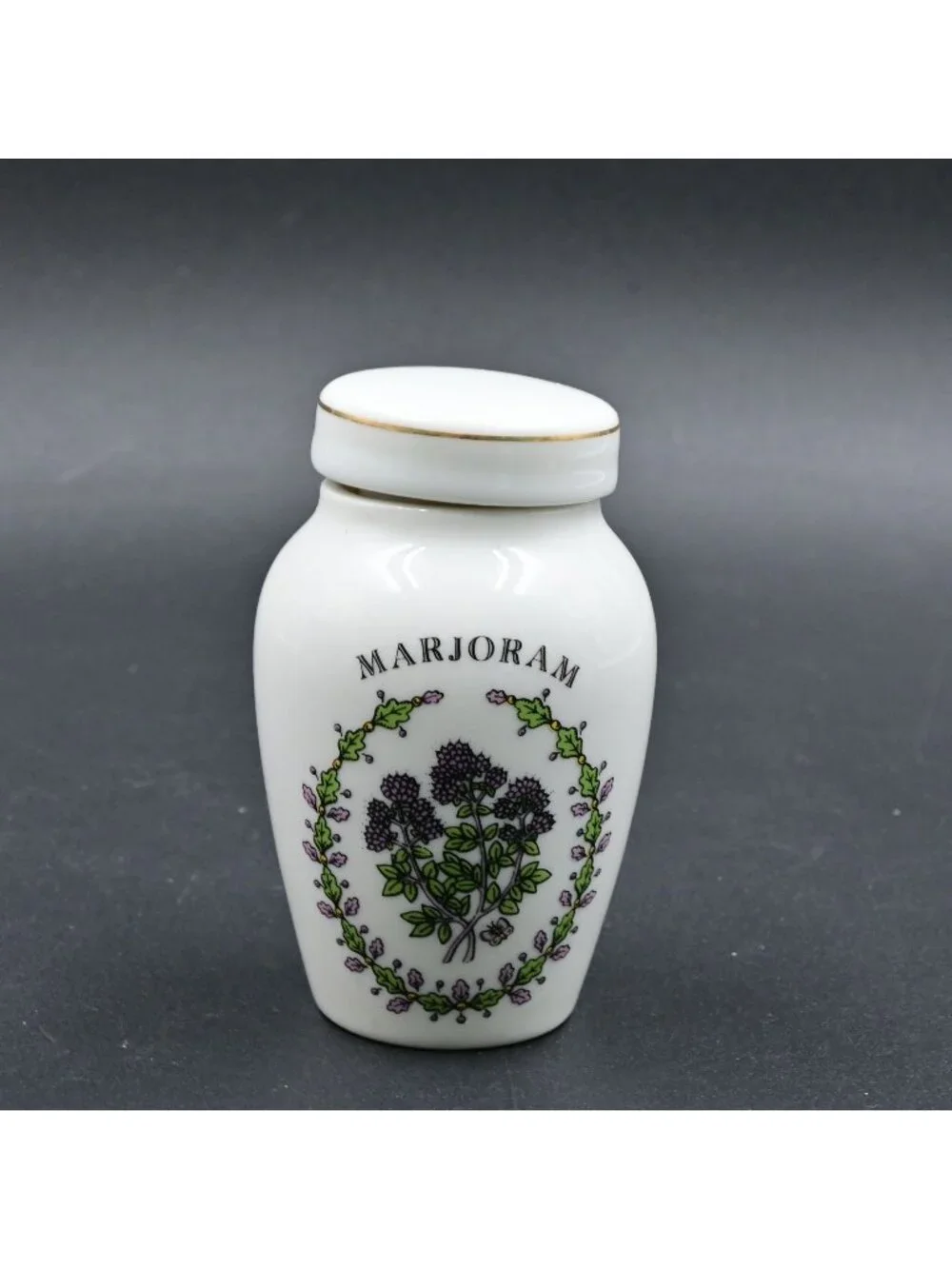 Franklin Mint Gloria Vanderbilt Marjoram Spice Jar Vintage 1985 Porcelain